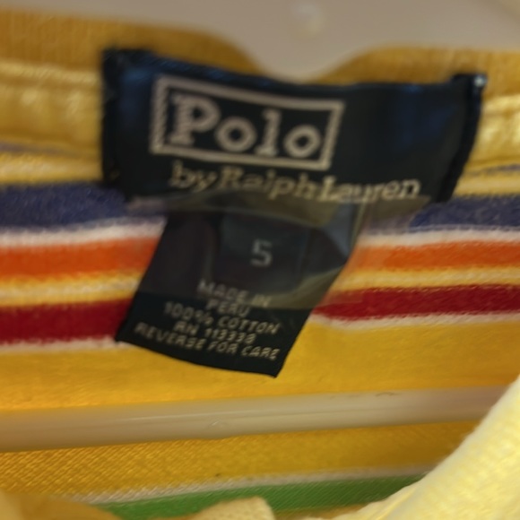 Vintage BOYS Polo Shirt Size 5 Short Sleeve Bright Stripes - Picture 2 of 7